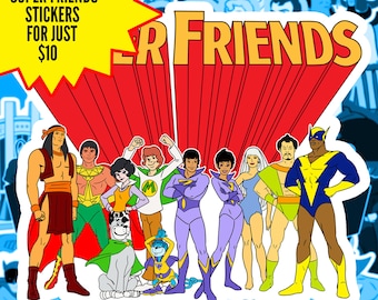 Super Friends sticker 3 pack! pick any 3 of the 20 shown!