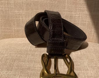 Vintage Linea Pelle Classic Black Leather Belt With Unique  display picture 3