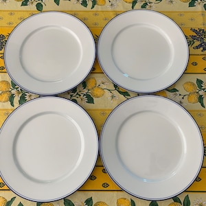 4 Blue and white Apilco French plates