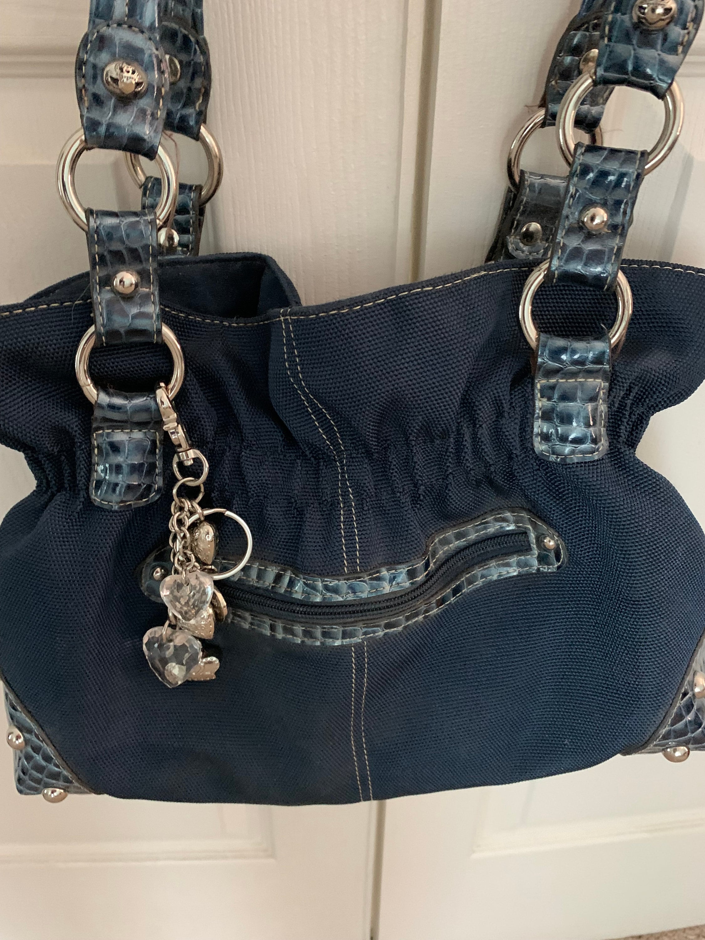 KATHY VAN ZEELAND Logo Lavender PURPLE Handbag CROCODILE Purse Metal STUDS  Bag | eBay
