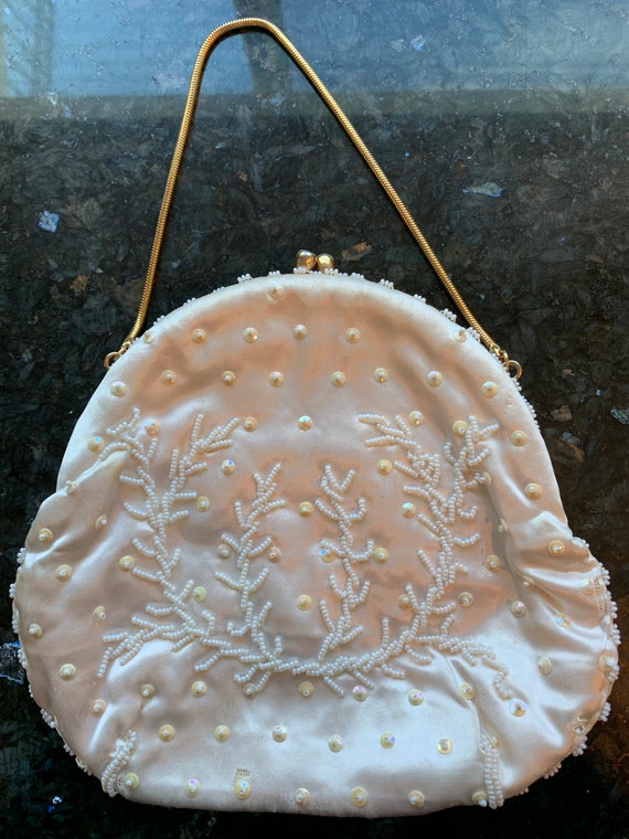 Beaded cream colored wedding purse/clutch