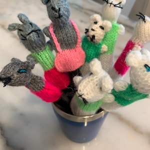 lot of 8 wool mice finger puppets