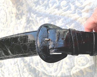 Crocodile Black Vintage Belt
