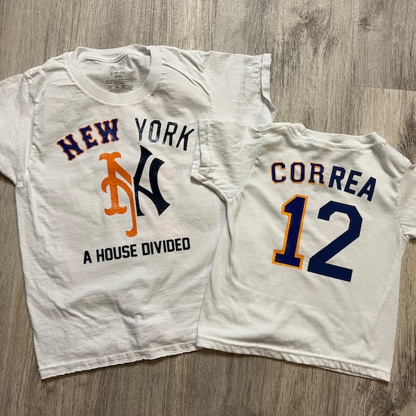 Subway Series - Custom NY Mets and NY Yankees - house divided - subway series jersey-like shirt