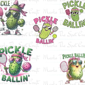 Pickle Ballin’ PNG | Funny Pickleball Clipart | Cute Pickle Sublimation Design