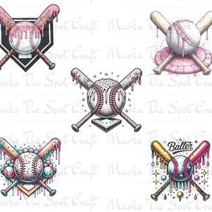 Baseball Ice Cream Drip PNG: Home Plate Sports Design (Digital Download)