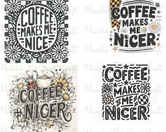 El café me hace más amable PNG: Diseño retro sarcástico (Descarga digital)