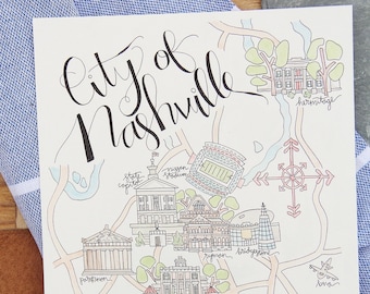 Nashville, TN Map Watercolor Art Print