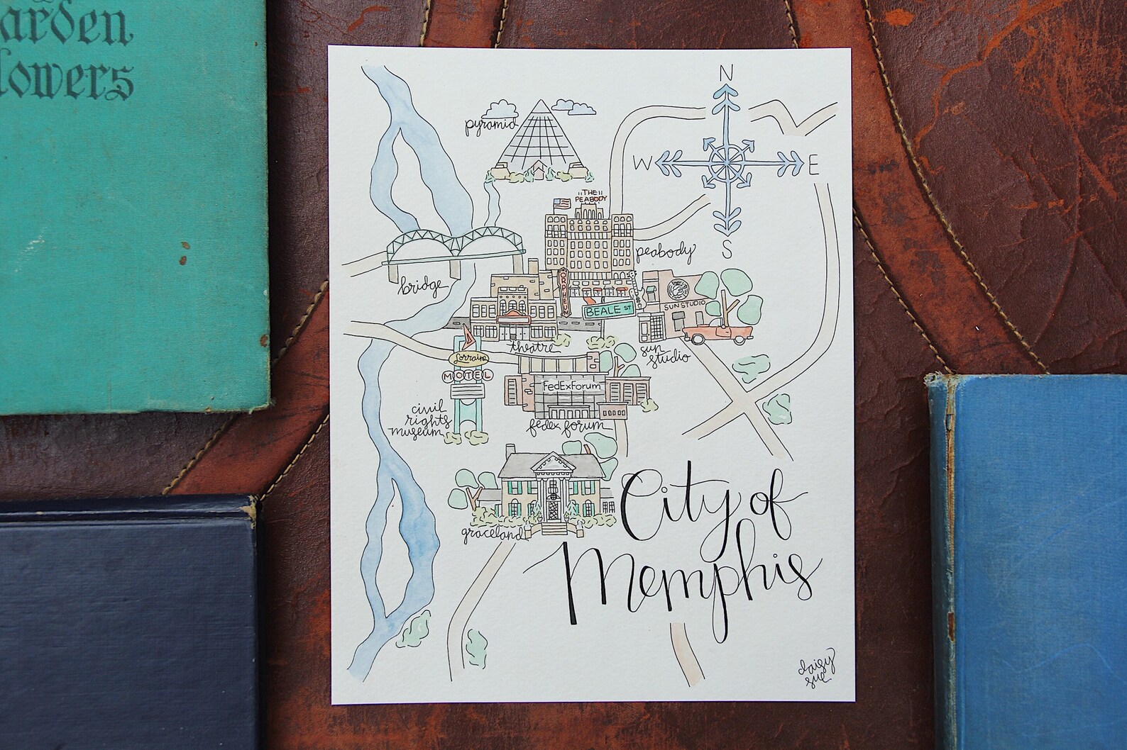 Memphis TN Map Watercolor Art Print | Etsy
