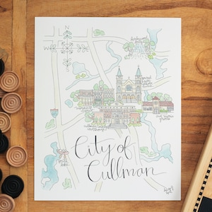 Cullman, Alabama Watercolor Map Art Print