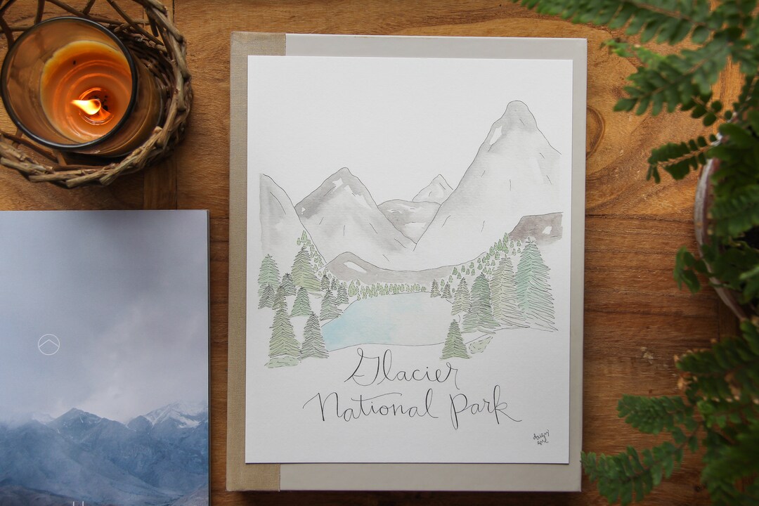 Glacier National Park Watercolor Art Print - Etsy