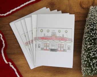 Christmas Franklin Theatre Note Cards Set of 5