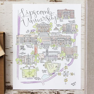 Lipscomb University Map Watercolor Art Print