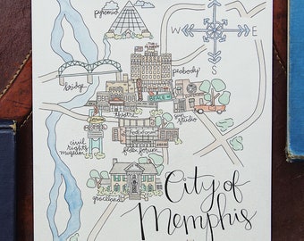 Memphis, TN Map Watercolor Art Print