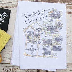 Vanderbilt University 100% Cotton Tea Towel - Vanderbilt Map