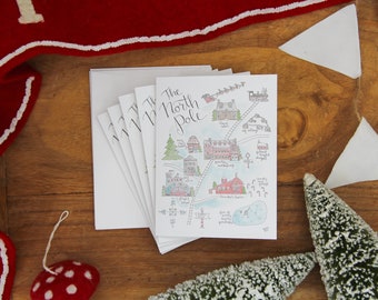 The North Pole Map Note Cards Set of 5