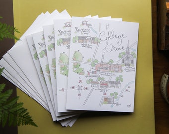 College Grove, TN Map Note Cards Set of 5