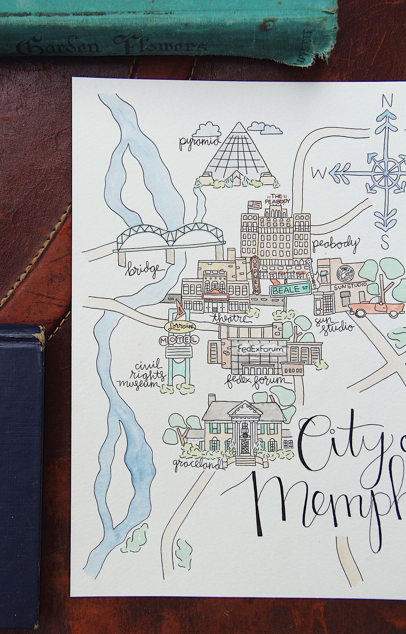 Memphis TN Map Watercolor Art Print | Etsy
