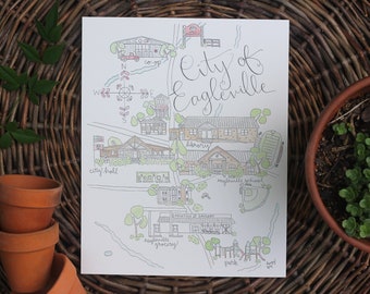 City of Eagleville, TN Map Watercolor Art Print