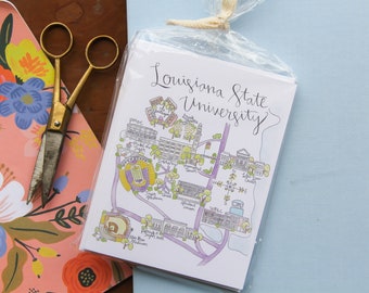 LSU Map Note Cards Set of 5
