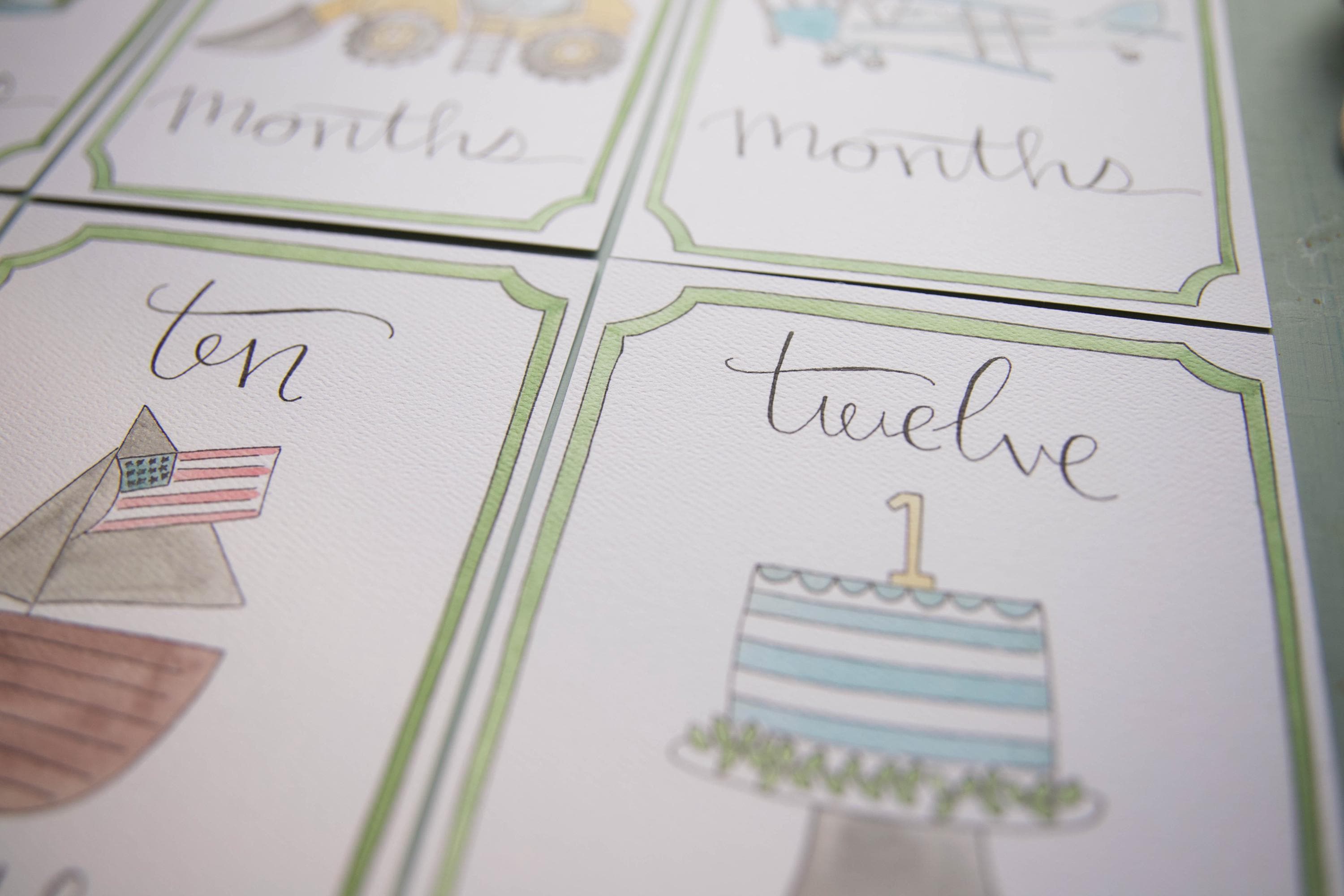 Watercolor Baby Boy Milestone Cards | First Year Keepsake - Etsy