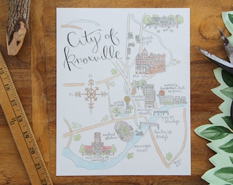 City of Knoxville, TN Watercolor Map Art Print