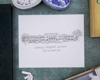 Central Magnet School, Murfreesboro TN Drawing- 8x10 Print