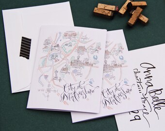Murfreesboro, TN Map Note Cards Set of 5