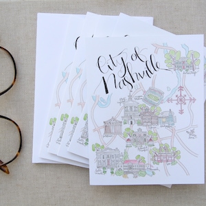 Nashville, TN Map Note Cards Set of 5