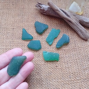 Teal Green Seaglass 7 pieces, beach glass for craft projects and jewelry making