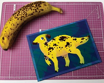 Banana Horse | Parasaurolophus Fruit Dinosaur Illustrated Art Print