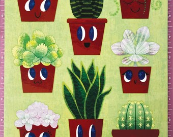 Smilin' Succulents Plant Art Illustration Print | Happy Potted Cacti Wall Decor