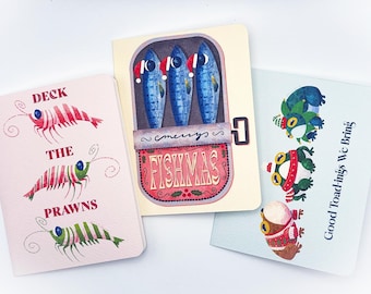 Christmas Creature Card Collection | Holiday Funny Greetings Cards | Fish | Toad | Shrimp