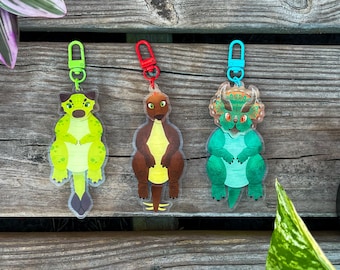 Danglin' Dinos Tail Wagging Dinosaur Acrylic Charm Keychains: Ankylosaurus Stegosaurus Triceratops WAVE 2