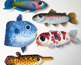 Fish Greeting Handcut Cards