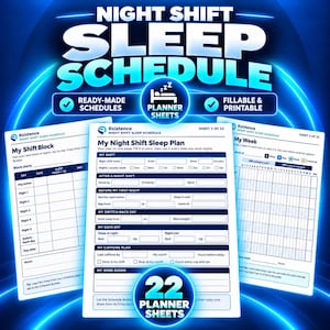 Night Shift Sleep Planner for Nurses, 12 Schedules, Excel Builder (Digital Download)
