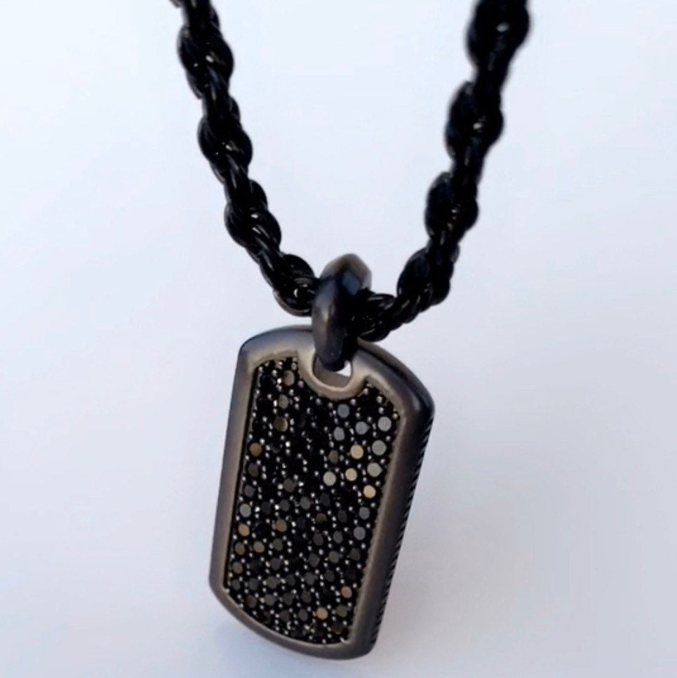 Matte Black Mens Dog Tag Necklaces by J. Vartani Etsy