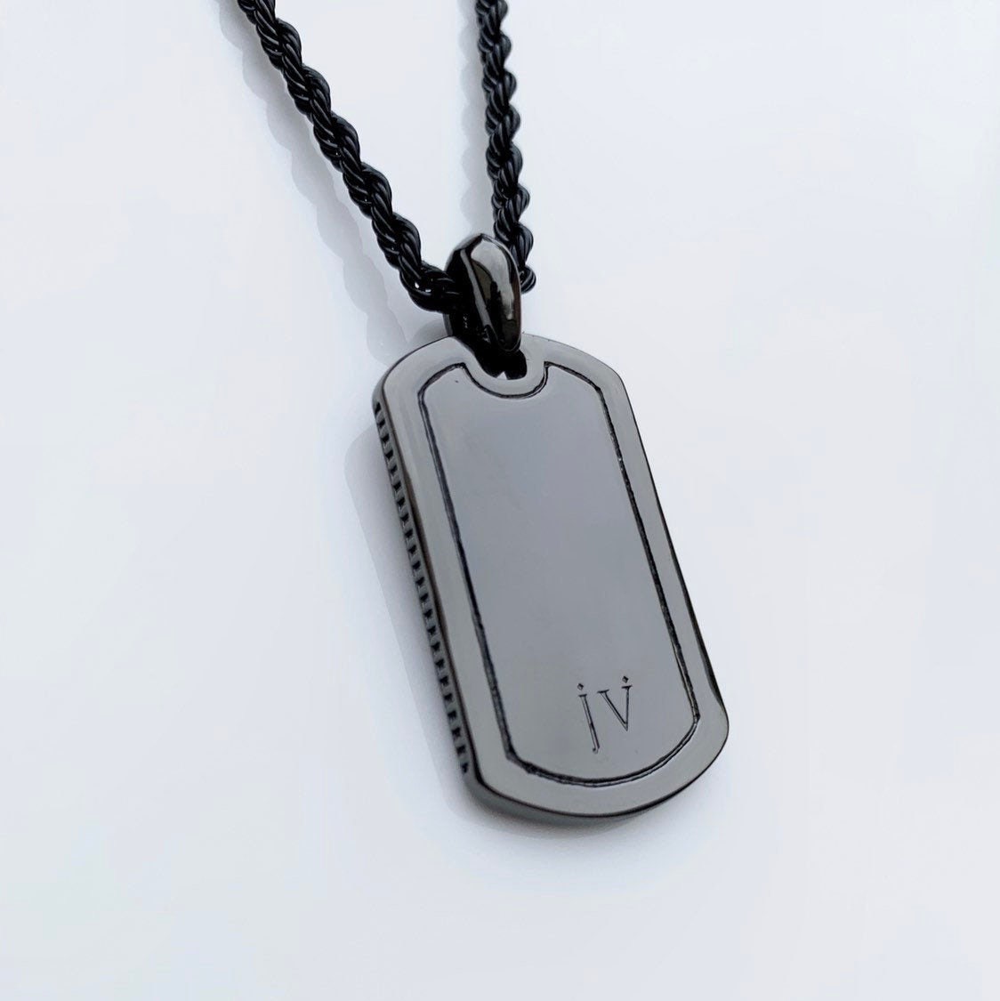 Rhodium Black Mens Dog Tag Necklace by JV Jewelry - Etsy