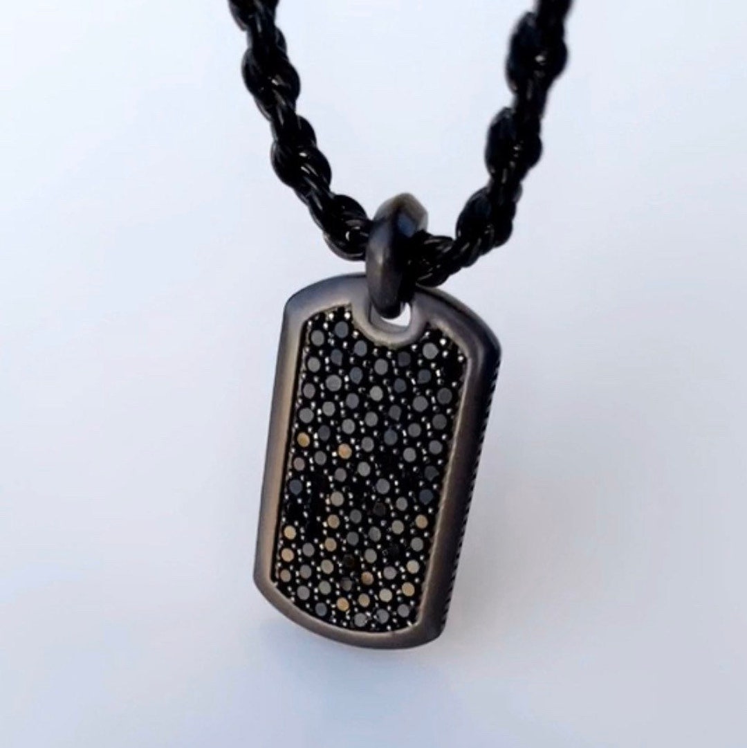Matte Black Mens Dog Tag Necklaces by JV Jewelry Etsy