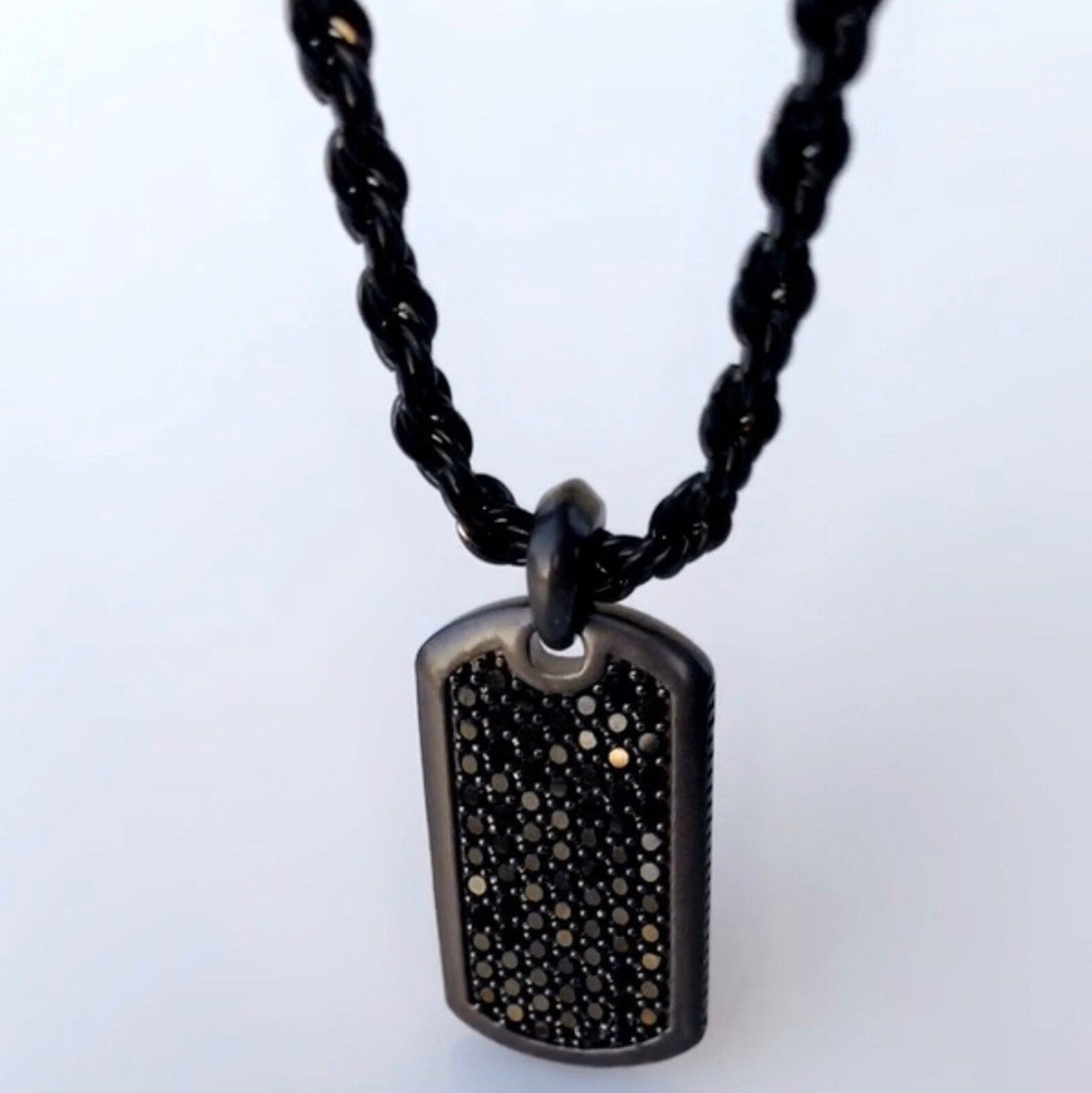 Matte Black Mens Dog Tag Necklaces by J. Vartani Etsy