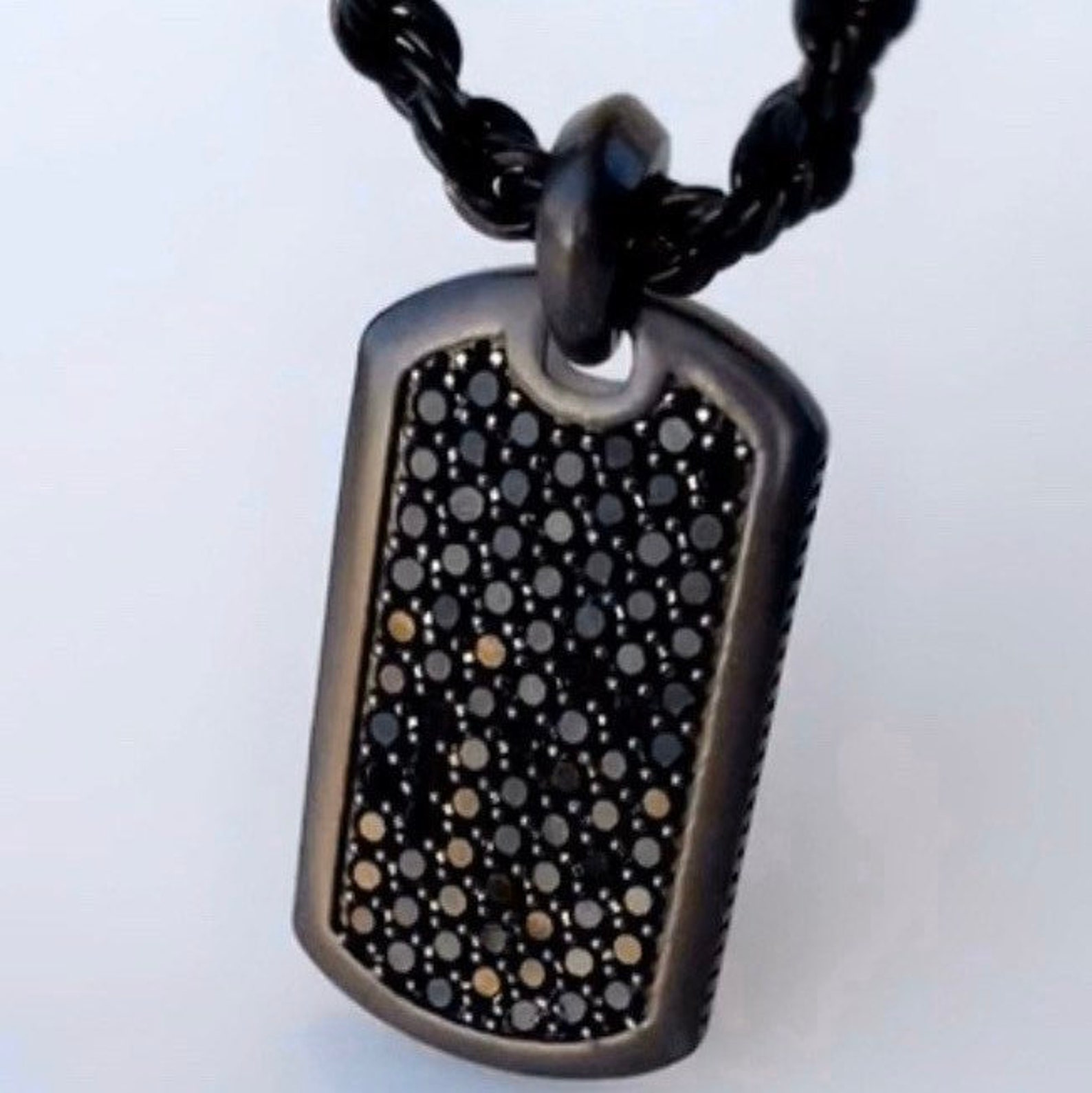 Matte Black Mens Dog Tag Necklaces by JV Jewelry Etsy