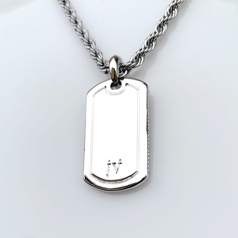 Rhodium Silver on Sapphire Blue Mens Dog Tag Necklaces by J. Etsy UK