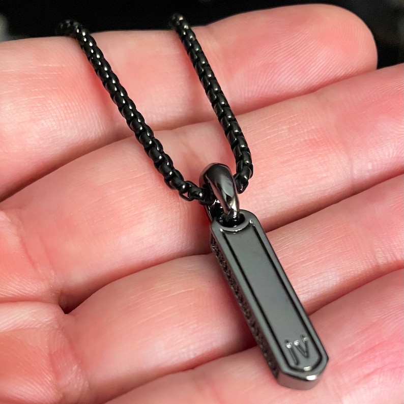 Men's Diamond Vertical Bar Pendant Rhodium Black on Etsy