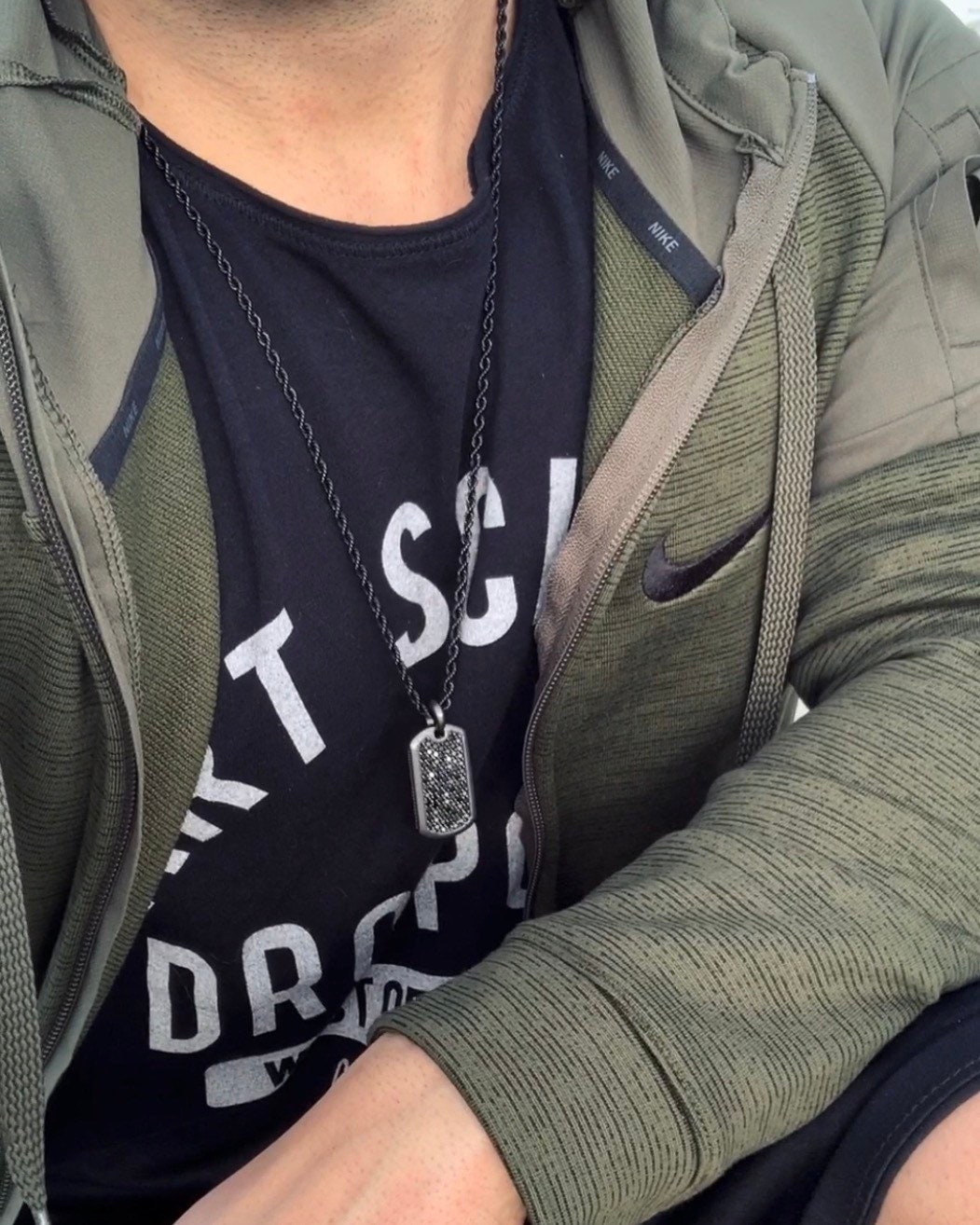 Matte Black Mens Dog Tag Necklaces by J. Vartani Etsy