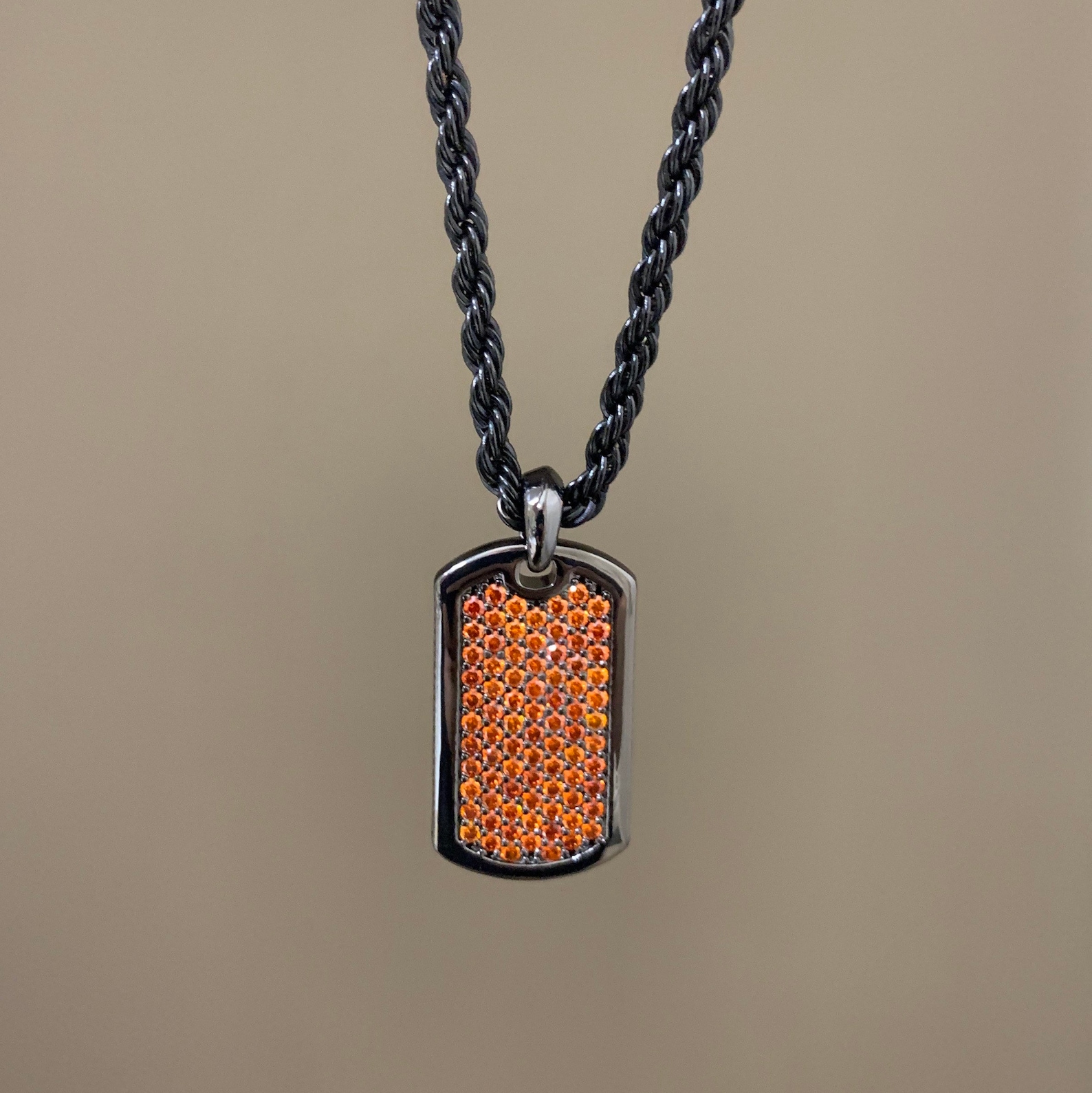 Rhodium Black on Mens Dog Tag Necklace by JV Jewelry Etsy