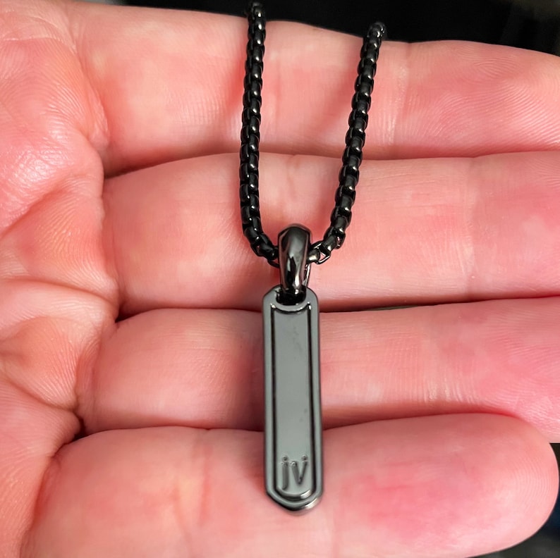Men's Diamond Vertical Bar Pendant Rhodium Black on Etsy