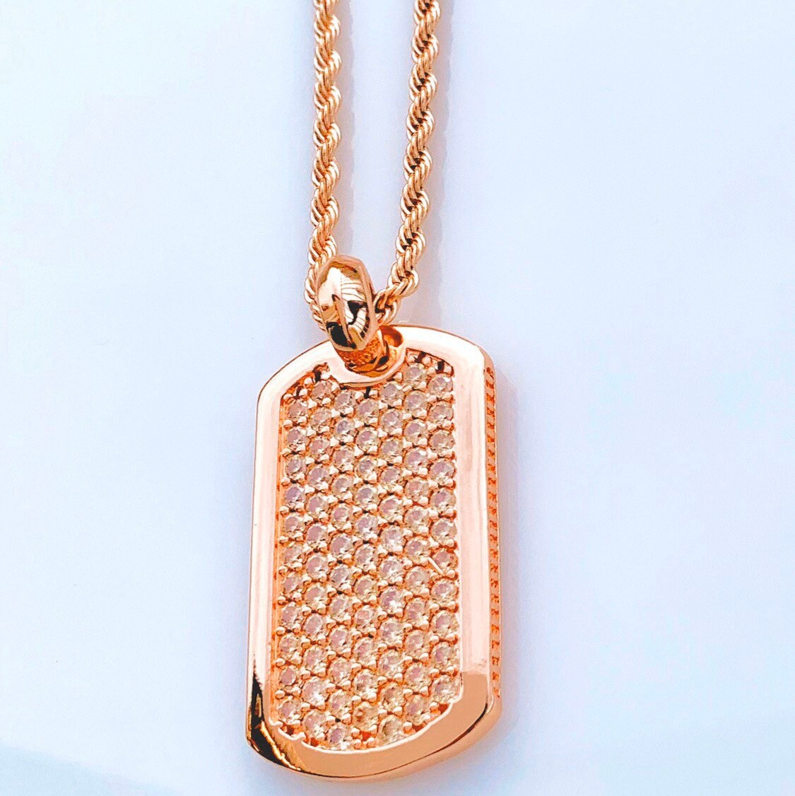 Rose Gold Crystal Dog Tag Halsketten von JV Jewelry Etsy.de