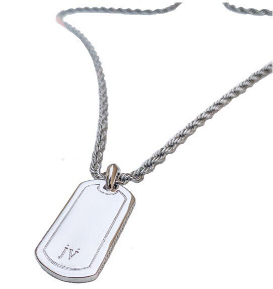 Rhodium Silver Crystal Mens Dog Tag Necklace by JV Jewelry - Etsy