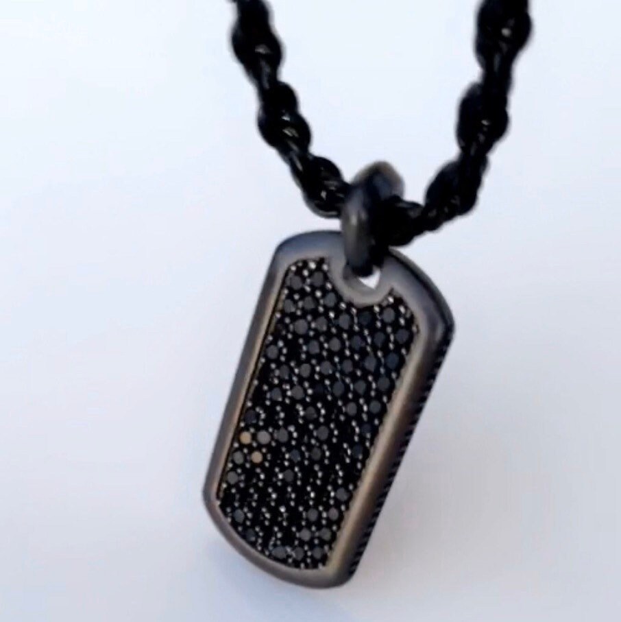 Matte Black Mens Dog Tag Necklaces by J. Vartani Etsy