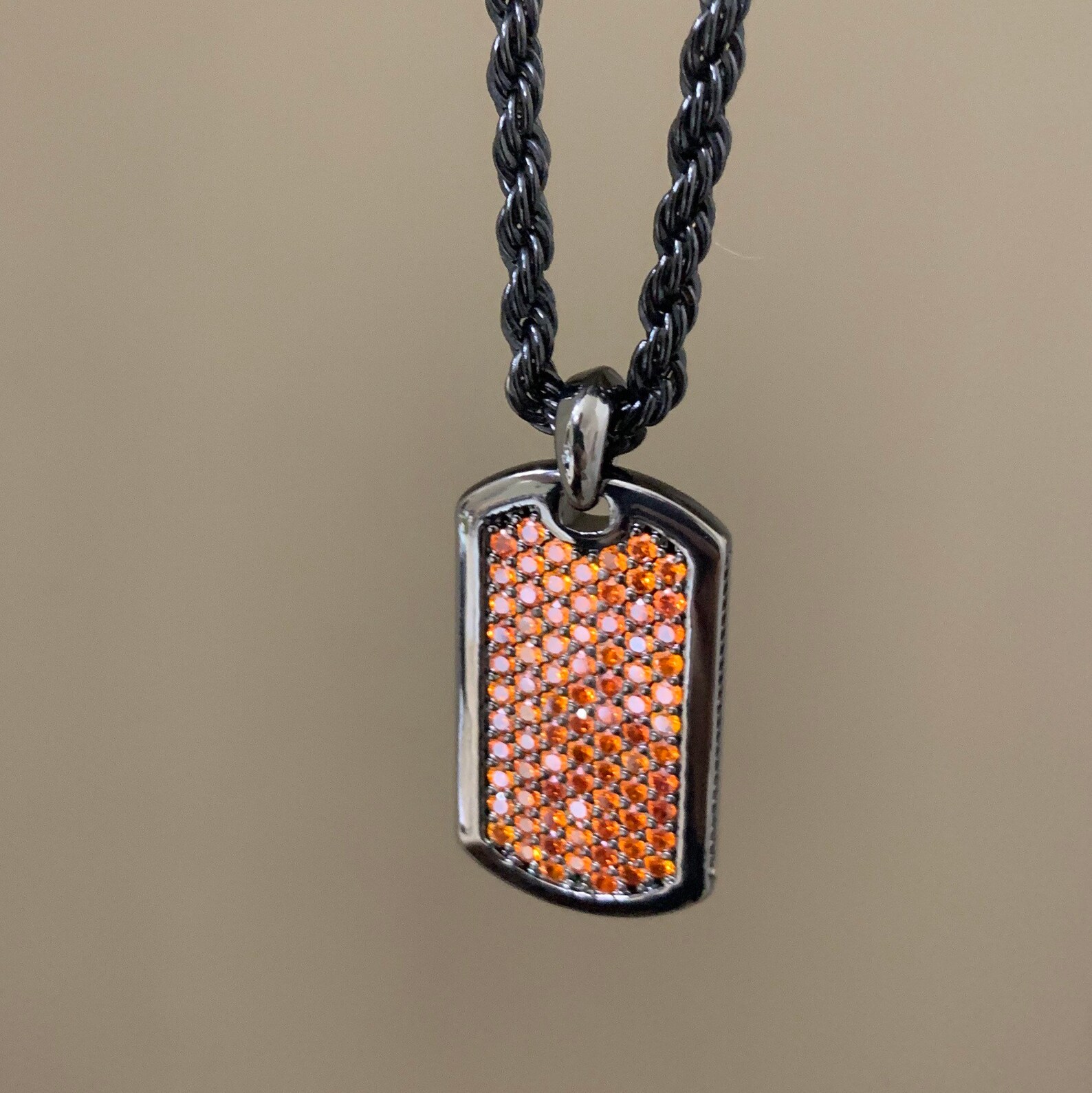 Rhodium Black on Mens Dog Tag Necklace by JV Jewelry Etsy